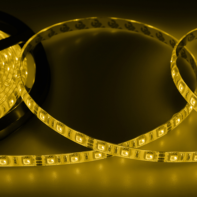 Лента светодиодная 12В, SMD5050, 14,4Вт/м, 60 LED/м, желтый, 10мм, 5м, IP65 LAMPER — фото