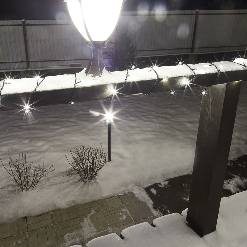 Гирлянда Нить управляемая 10м 100 LED ТЕПЛЫЙ БЕЛЫЙ черный ПВХ IP65 свечение с динамикой 230В нужен контроллер 217-204 NEON-NIGHT — фото