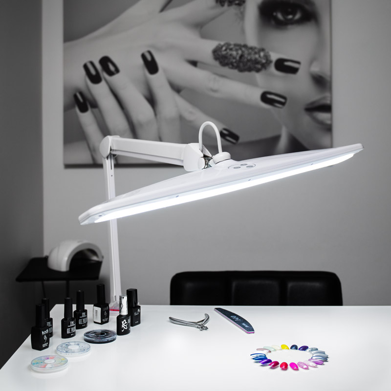 Лампа настольная бестеневая, струбцина, ЭКО-свет, 84 SMD LED, сенсорный диммер, белая REXANT — фото