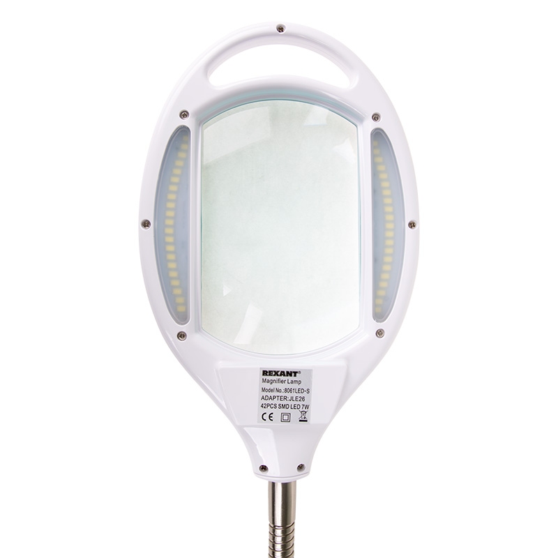 Лупа напольная 3D с подсветкой 42 SMD LED, 174х108мм, белая REXANT — фото