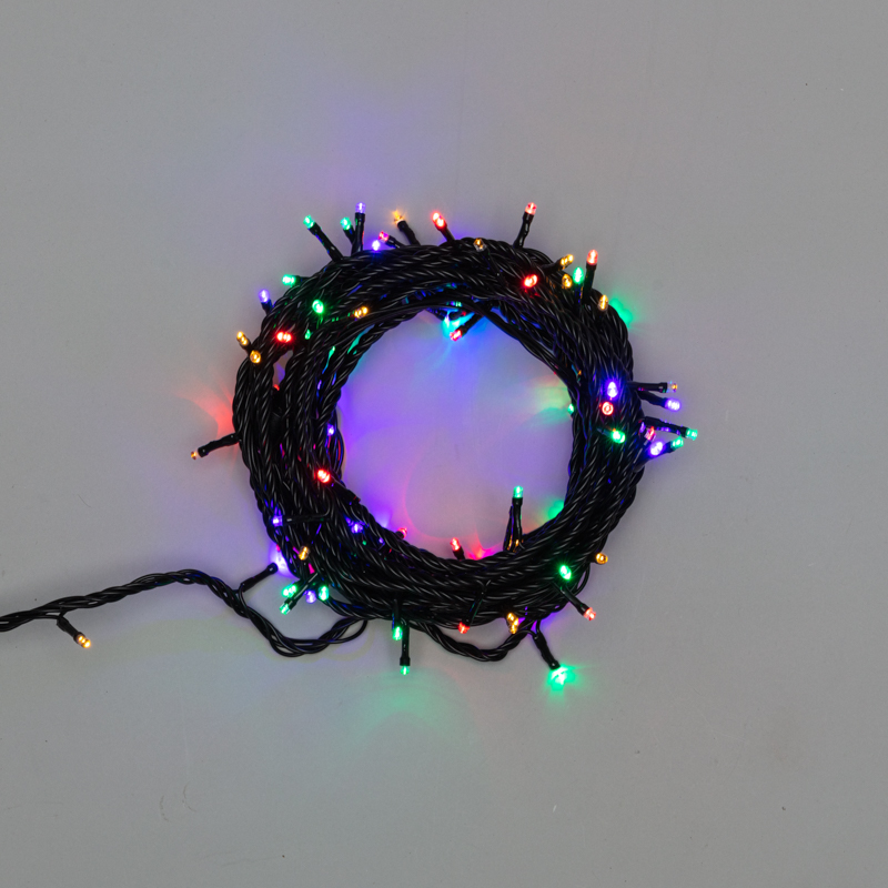 Гирлянда Нить управляемая 10м 100 LED МУЛЬТИКОЛОР (RGYB) черный ПВХ IP65 свечение с динамикой 230В нужен контроллер 217-204 NEON-NIGHT — фото