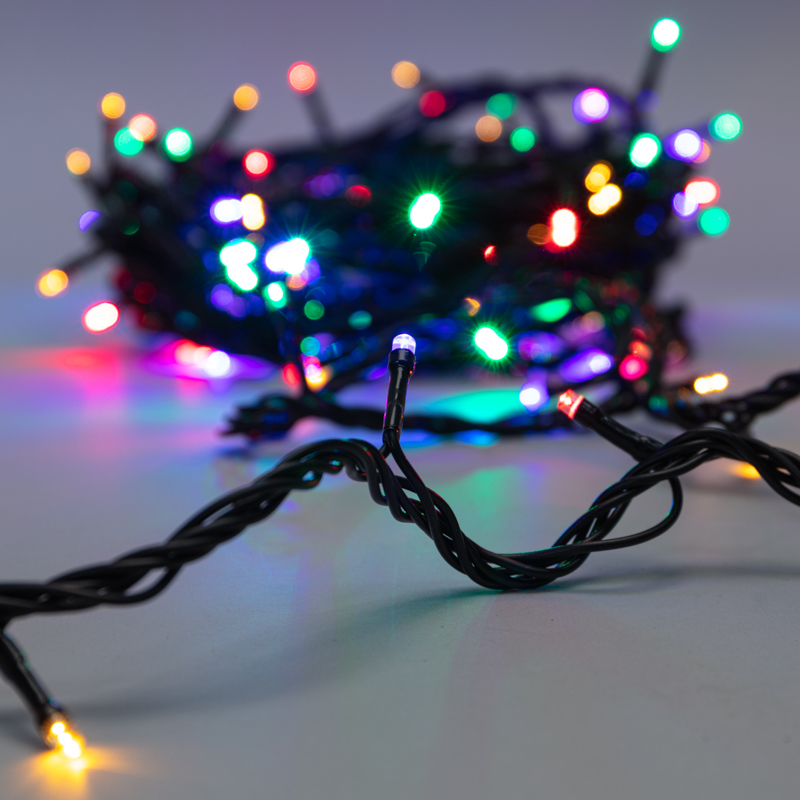 Гирлянда Нить управляемая 10м 100 LED МУЛЬТИКОЛОР (RGYB) черный ПВХ IP65 свечение с динамикой 230В нужен контроллер 217-204 NEON-NIGHT — фото