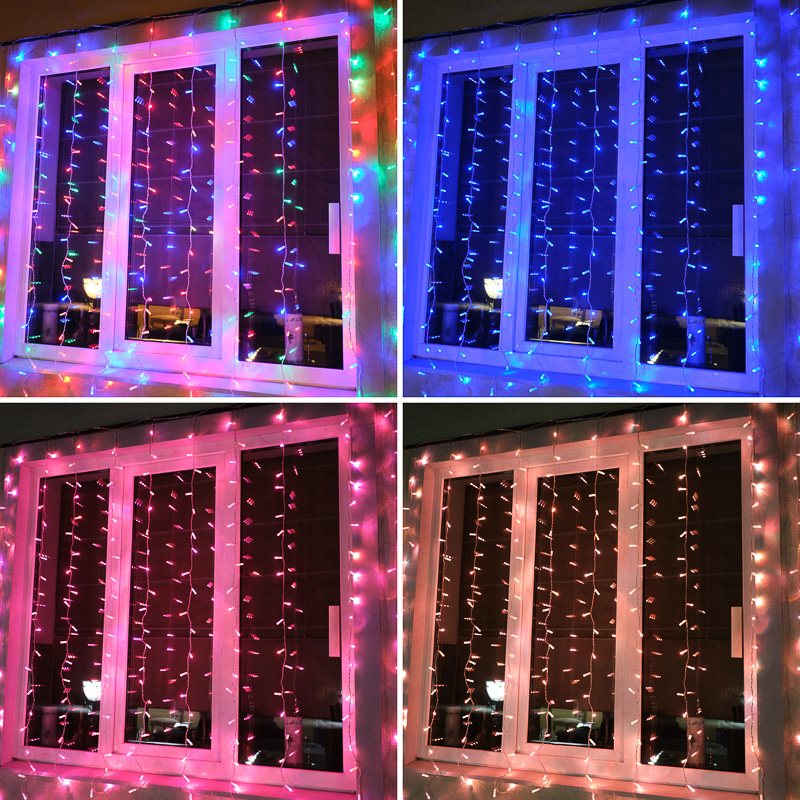 Гирлянда светодиодная Занавес 2х2м 200 LED RGB прозрачный ПВХ IP65 свечение с динамикой 230В блок в комплекте NEON-NIGHT — фото