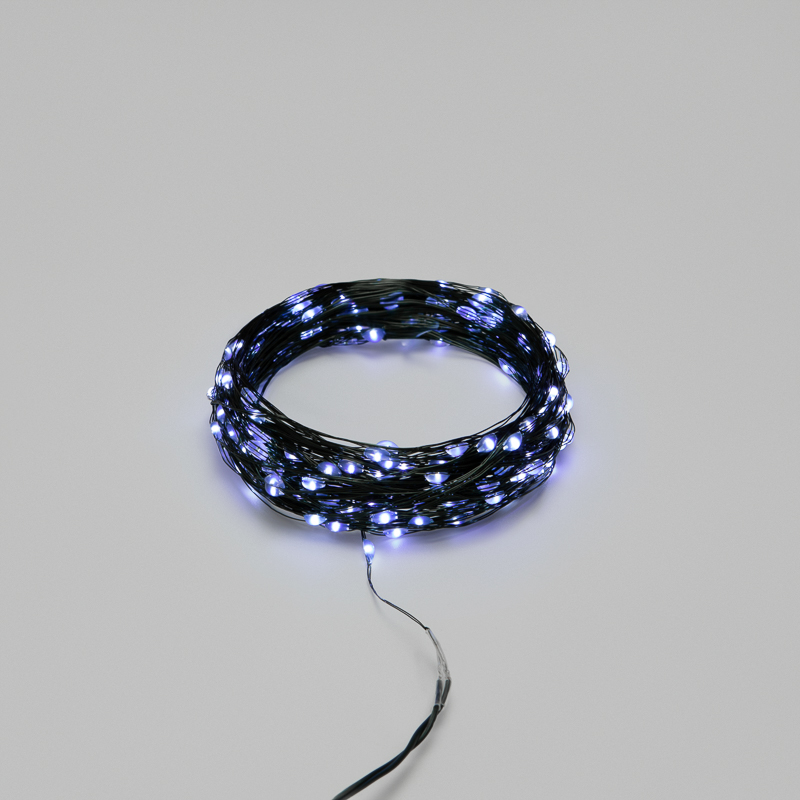 Гирлянда светодиодная Роса с контроллером 20м, 200LED, БЕЛЫЙ, IP20, 230В, зеленый провод NEON-NIGHT — фото