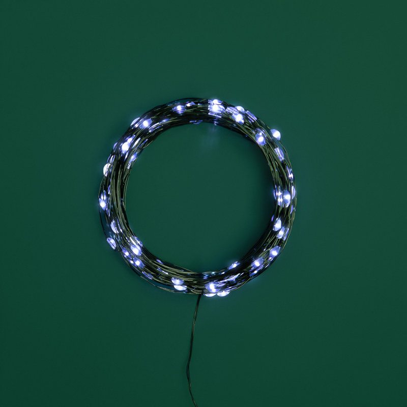 Гирлянда светодиодная Роса с контроллером 20м, 200LED, БЕЛЫЙ, IP20, 230В, зеленый провод NEON-NIGHT — фото