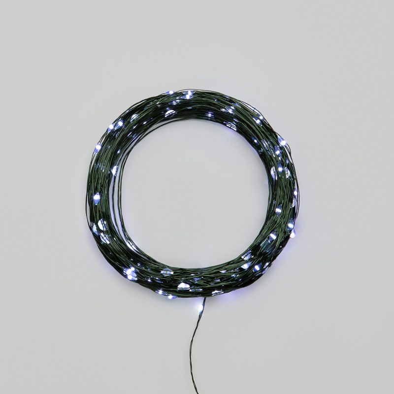 Гирлянда светодиодная Роса с контроллером 30м, 300LED, БЕЛЫЙ, IP20, 230В, зеленый провод NEON-NIGHT — фото