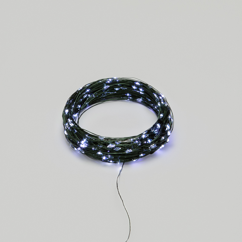 Гирлянда светодиодная Роса с контроллером 30м, 300LED, БЕЛЫЙ, IP20, 230В, зеленый провод NEON-NIGHT — фото