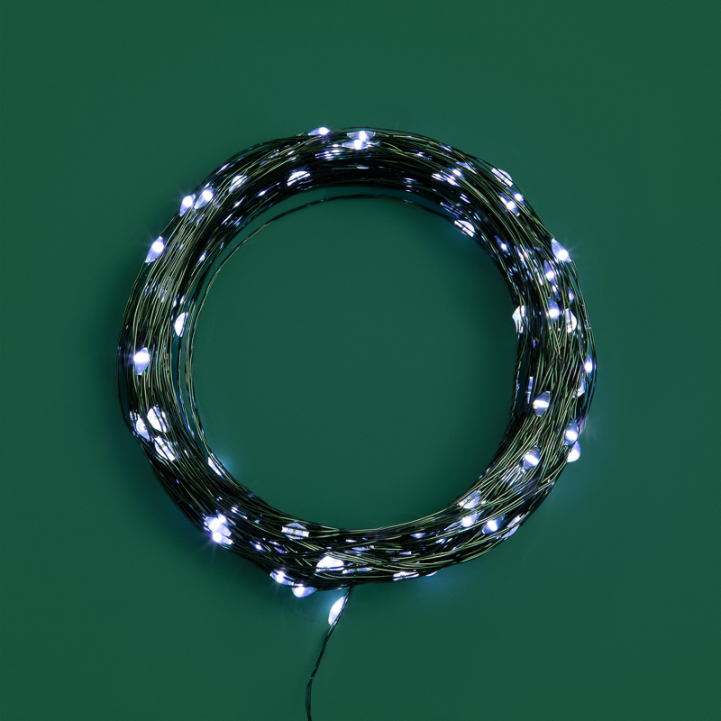 Гирлянда светодиодная Роса с контроллером 30м, 300LED, БЕЛЫЙ, IP20, 230В, зеленый провод NEON-NIGHT — фото