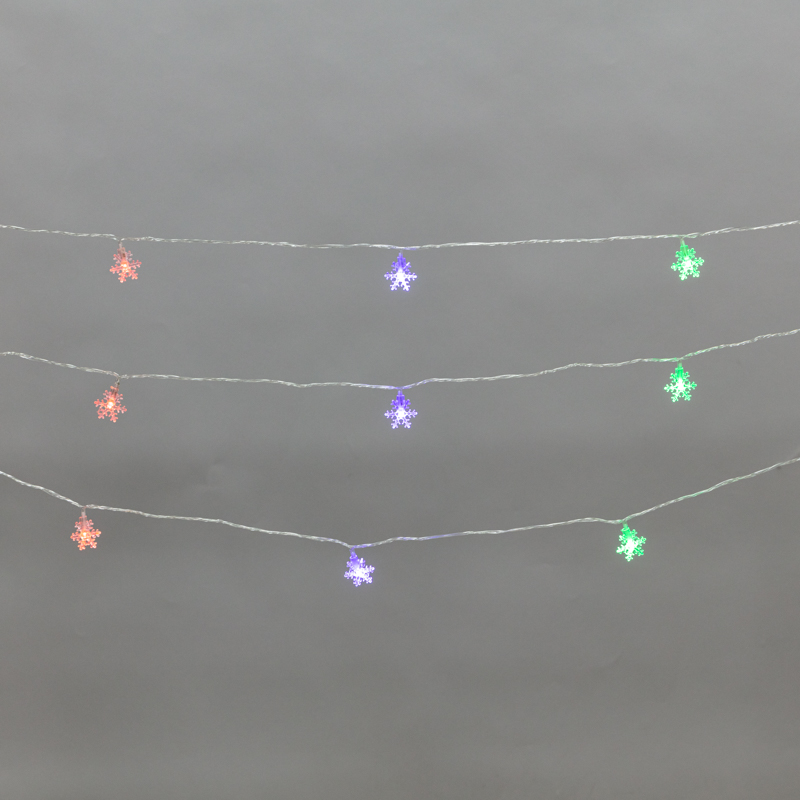 Гирлянда светодиодная Снежинки большие 5м, 20LED, IP20, прозрачный провод, свечение мульти (RG/RB), мигание, 230В NEON-NIGHT — фото