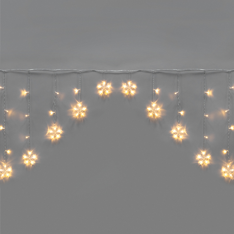 Гирлянда Арка со звездами 2,5х1,2м, 136LED ТЕПЛЫЙ БЕЛЫЙ, прозрачный ПВХ, IP20, свечение с динамикой, 230В, не соединяется, с контроллером 8 режимов — фото