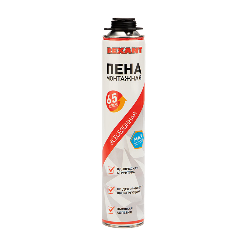 Пена монтажная всесезонная для пистолета 65 л max REXANT — фото