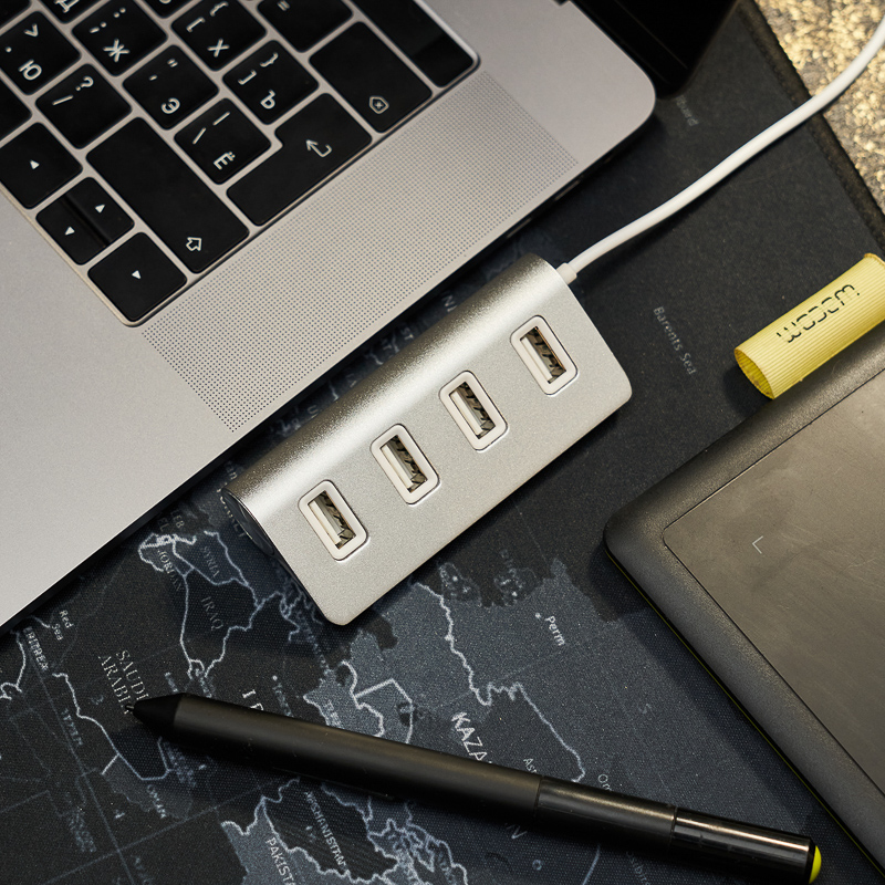 Разветвитель USB на 4 порта серебристый REXANT — фото