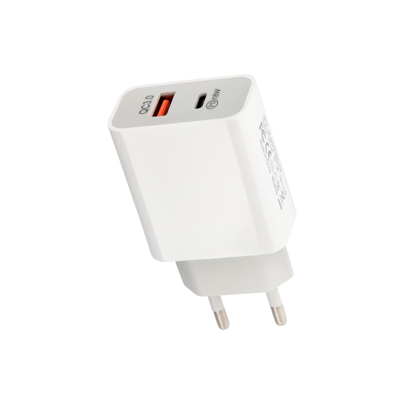 Сетевое зарядное устройство USB-A+USB-C адаптер, 18Вт белое REXANT — фото