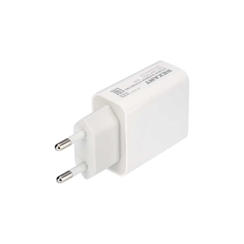 Сетевое зарядное устройство USB-A+USB-C адаптер, 18Вт белое REXANT — фото