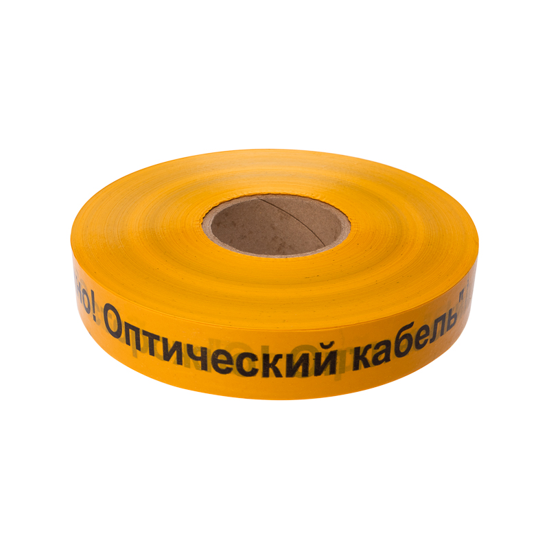 Лента сигнальная «Осторожно оптический кабель» 40 мм х 500 м, желто-черная REXANT — фото