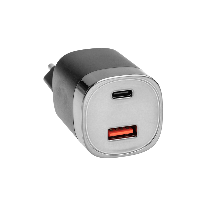 Сетевое зарядное устройство USB QC (30Вт) + Type C PD (33Вт), с дисплеем, черное REXANT — фото