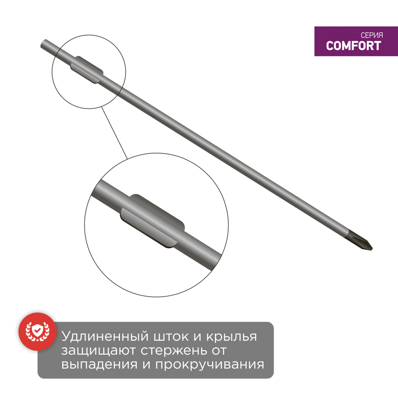 Отвертка крестовая PH1х100мм, двухкомпонентная рукоятка REXANT — фото