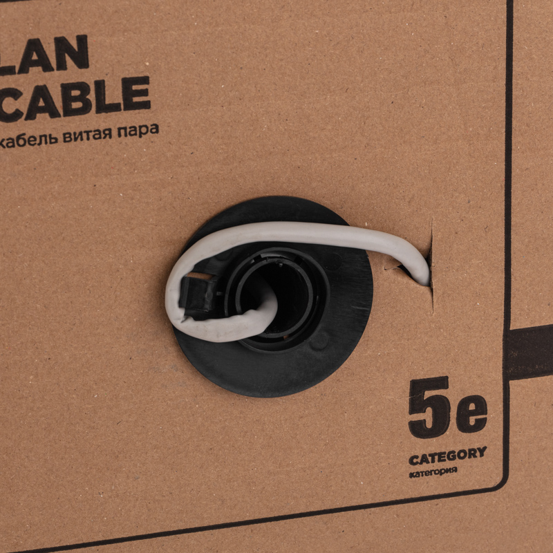 Кабель витая пара F/UTP, CAT 5е, PVC, 4PR, 24AWG, внутренний, однопроволочный, серый, 305м, РФ REXANT — фото