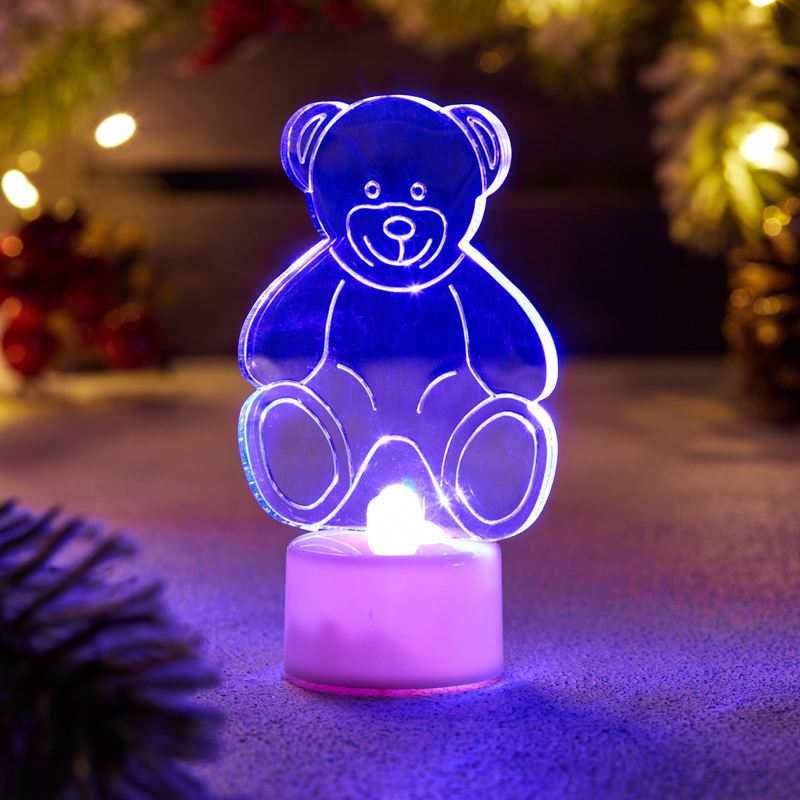 Фигура светодиодная на подставке Мишка 2D, RGB — фото