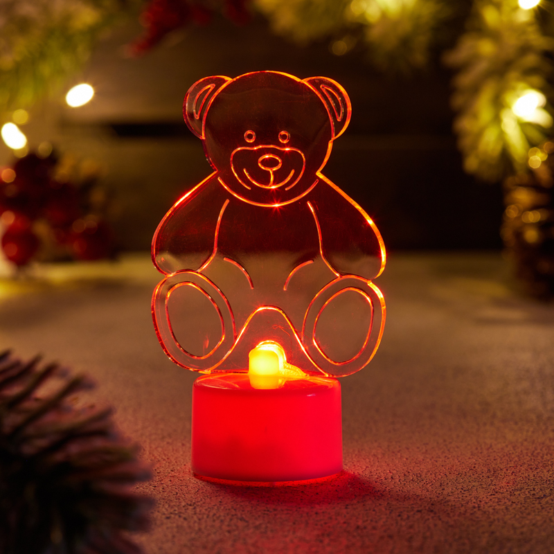 Фигура светодиодная на подставке Мишка 2D, RGB — фото