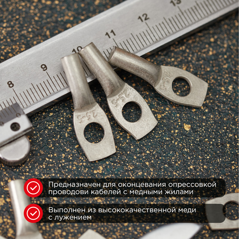 Наконечник медный луженый ТМЛ 150–16–19 (150мм² - Ø16мм) ГОСТ 7386-80 (в упак. 2 шт.) REXANT — фото