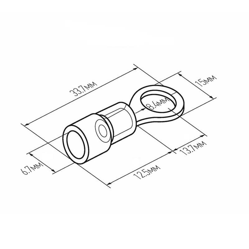 Наконечник кольцевой изолированный термоусаживаемый ø 8.4 мм 4-6 мм² (НКи-т 6.0-8/НКи-т5,5-8) желтый REXANT — фото