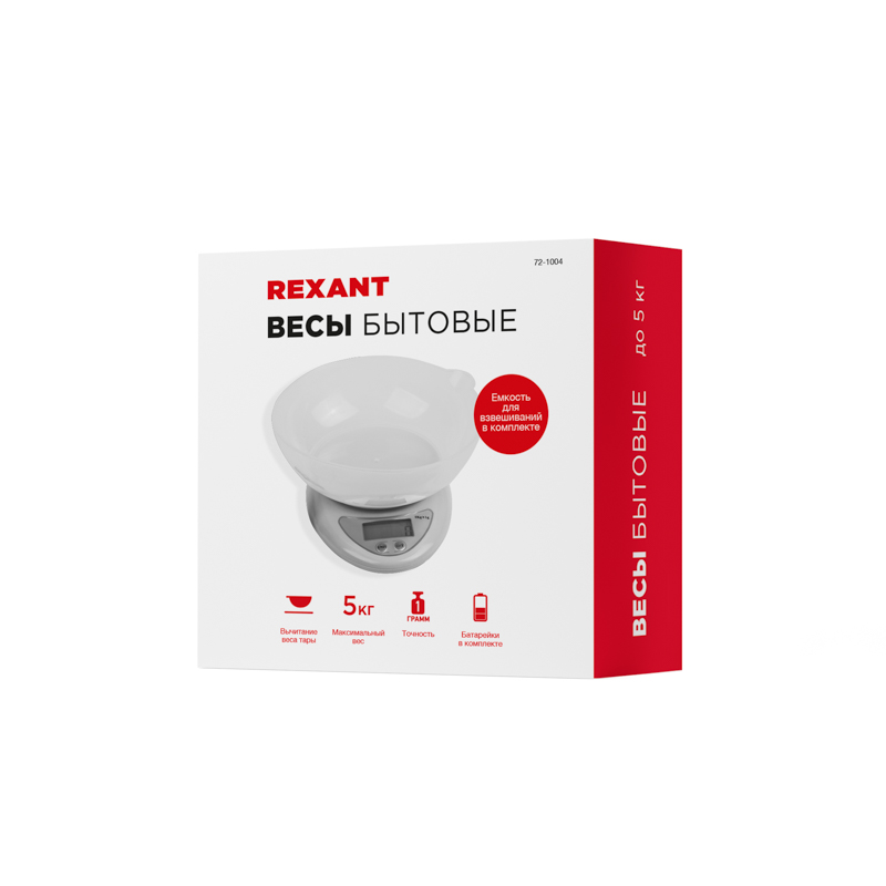 Весы настольные электронные, кухонные с чашей до 5 кг  REXANT — фото