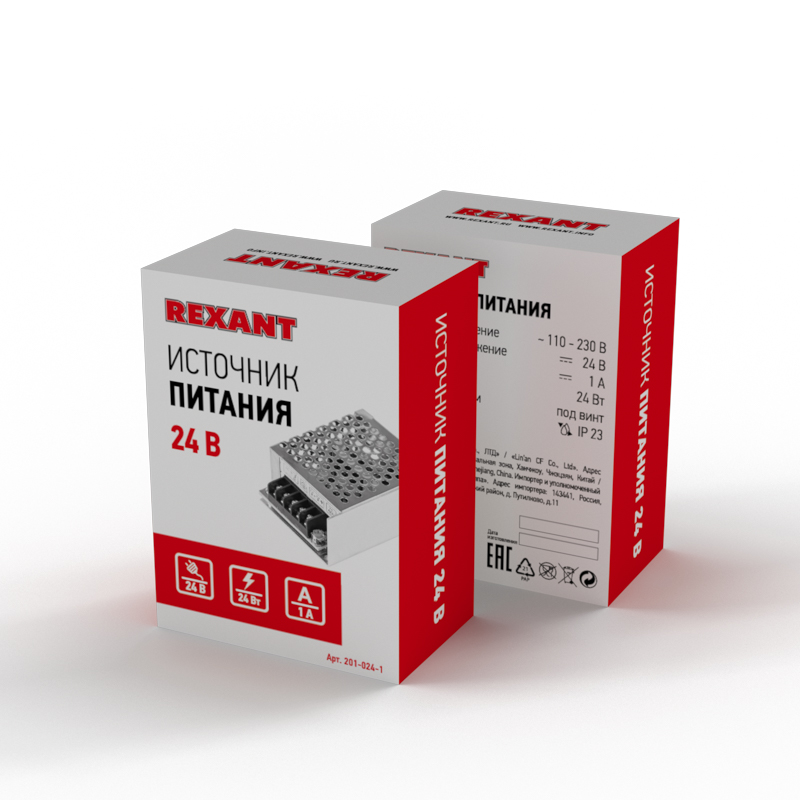 Источник питания AC 110-250V/DC 24V 1A 24W с разъемами под винт (IP20) — фото