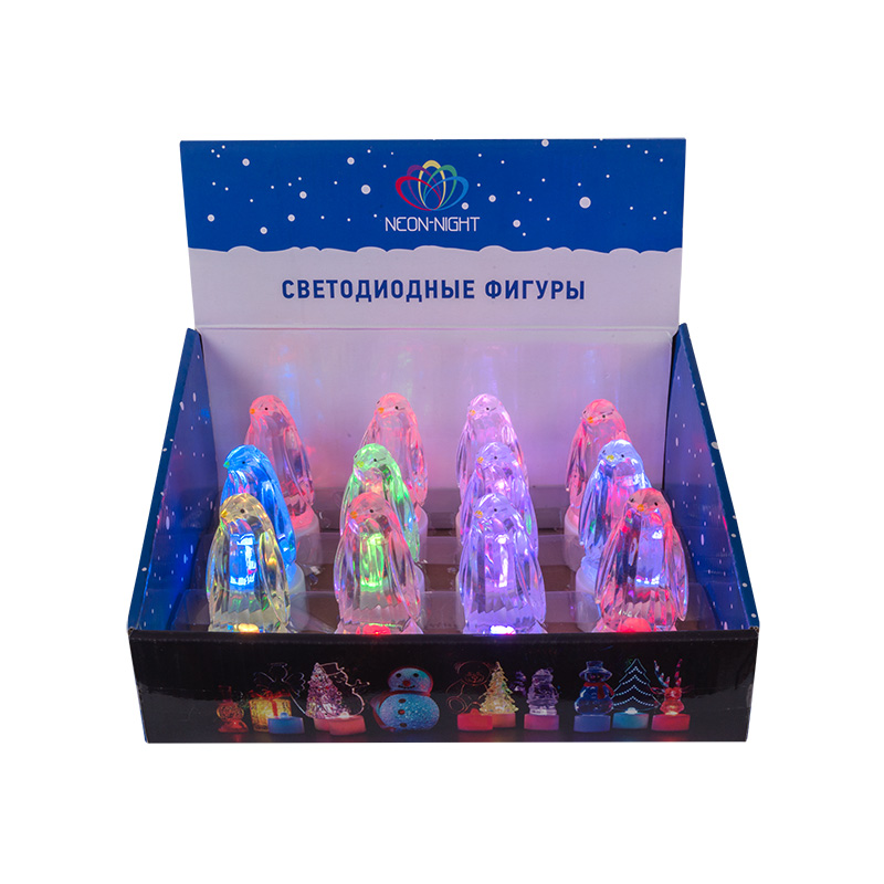 Фигура светодиодная на подставке Пингвин Кристалл, RGB — фото