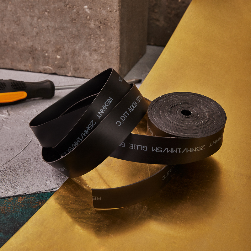 Термоусаживаемая лента клеевая ТЛК 25х1 черная (5м) REXANT — фото