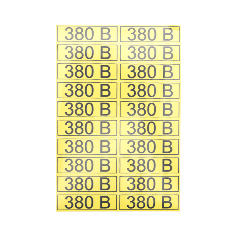 Наклейка знак электробезопасности «380 В» 15х50мм (20 шт. на листе) REXANT — фото