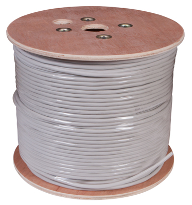 Кабель витая пара U/UTP, CAT 5е, PVC, 10PR, 24AWG, внутренний, однопроволочный, серый, 305м, РФ REXANT — фото