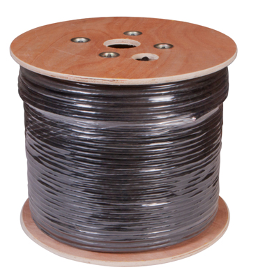 Кабель витая пара U/UTP, CAT 5е, PE, 10PR, 24AWG, внешний, однопроволочный, черный, 305м, РФ REXANT — фото