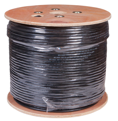 Кабель витая пара F/UTP, CAT 5е, PE, 10PR, 24AWG, внешний, однопроволочный, черный, 305м, РФ REXANT — фото