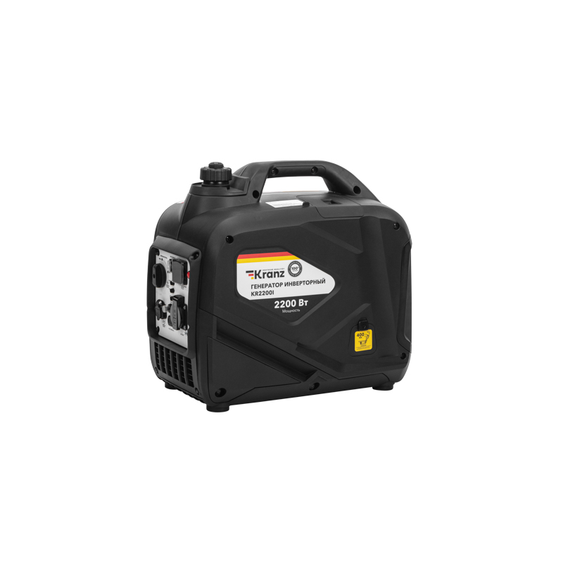 Генератор инверторный KR2200I, 2,2кВт, 230В, 4л, закрытый корпус, ручной старт KRANZ — фото