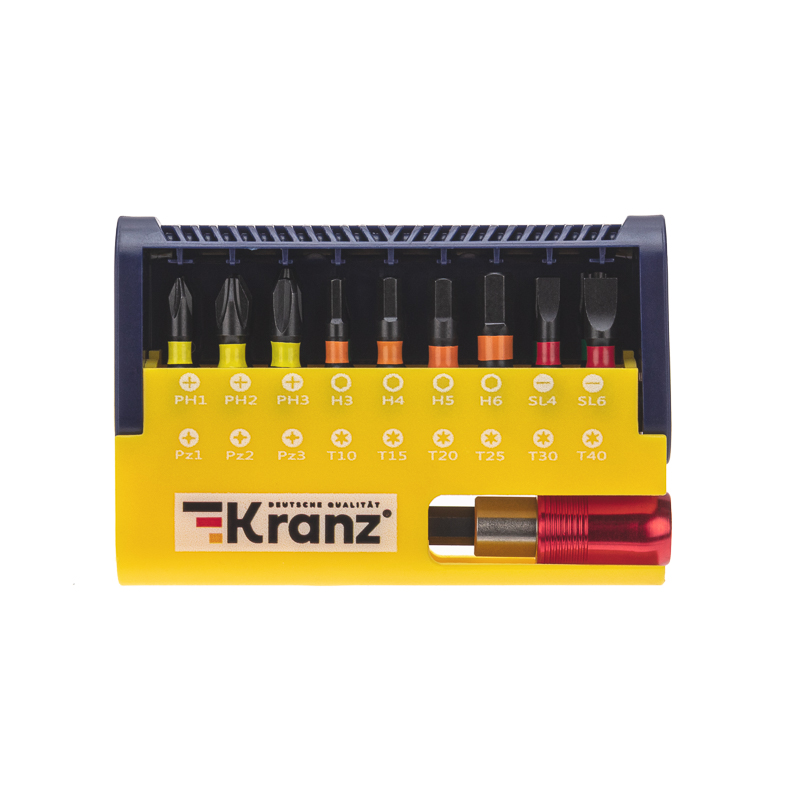 Набор бит с магнитным держателем, пластиковый кейс, 19 шт KRANZ — фото