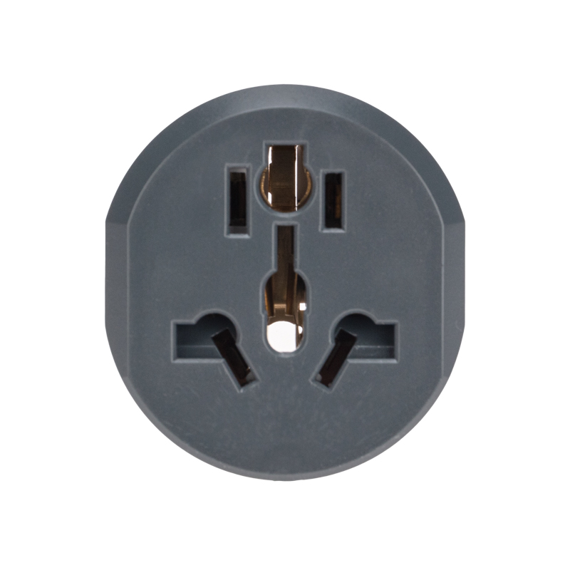 Адаптер универсальный (переходник) 16А с заземлением, серо-белый REXANT — фото
