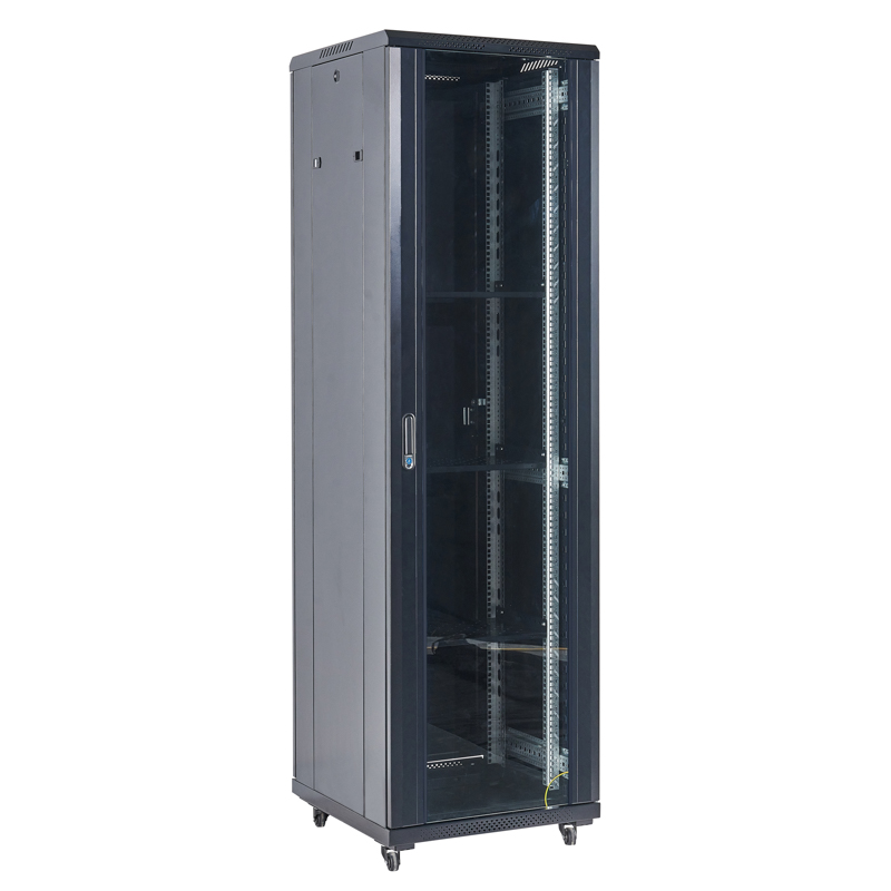 Шкаф телекоммуникационный напольный 19" 37U 600×600×1832мм, дверь стекло, задняя дверь металл, разборный, черный (RAL 9005) REXANT