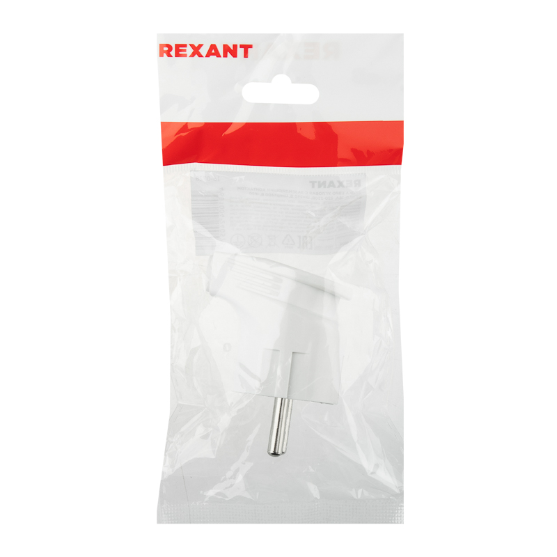 Вилка Евро угловая с з/к 16А белая IP20 REXANT — фото