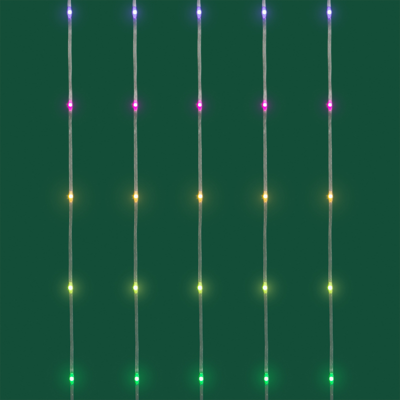 Умная гирлянда Занавес из росы с крупными каплями 2х2м 400 LED RGB мягкий прозрачный провод IP20 USB, пульт управления NEON-NIGHT — фото