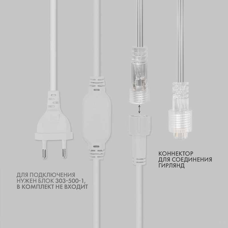 Гирлянда светодиодная Бахрома (Айсикл) 4,8х0,6м 176 LED БЕЛЫЙ прозрачный ПВХ IP65 эффект мерцания 230В нужен блок 303-500-1 NEON-NIGHT — фото