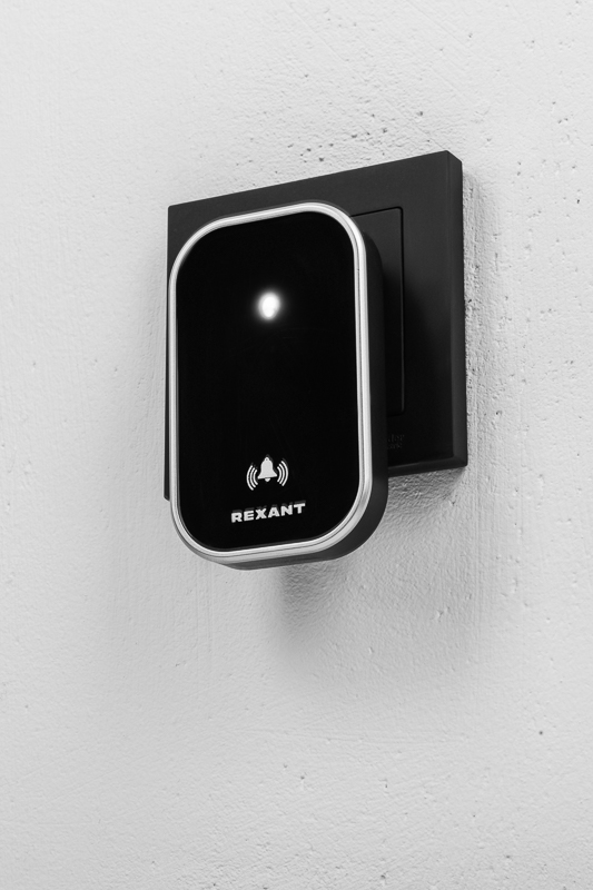 Беспроводной дверной звонок кинетический 38 мелодий 150м IP68 черный REXANT — фото