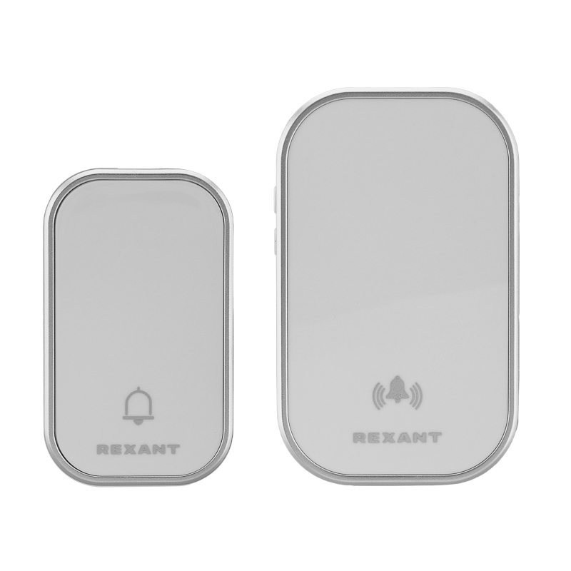 Беспроводной дверной звонок кинетический 38 мелодий 150м IP68 белый REXANT — фото