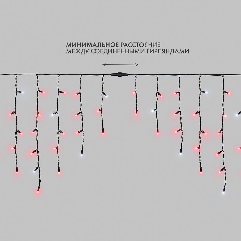 Гирлянда светодиодная Бахрома (Айсикл) 4,0х0,6м 128 LED КРАСНЫЙ черный каучук 3,3мм IP67 эффект мерцания 230В нужен блок 315-000 NEON-NIGHT — фото