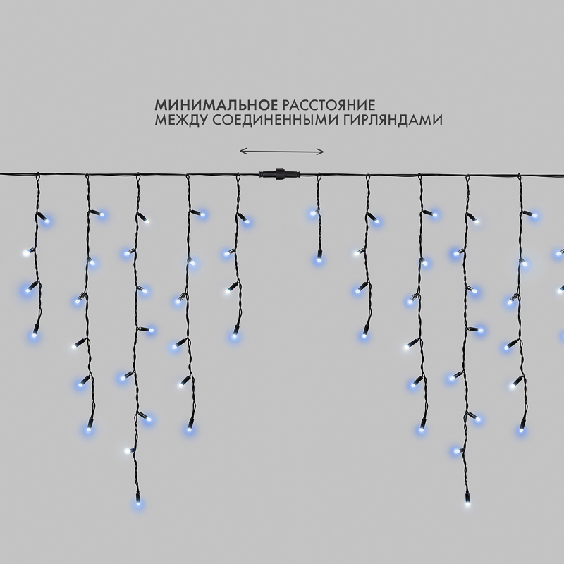 Гирлянда светодиодная Бахрома (Айсикл) 5,6x0,9м 240 LED СИНИЙ черный каучук 3,3мм IP67 эффект мерцания 230В нужен блок 315-000 NEON-NIGHT — фото