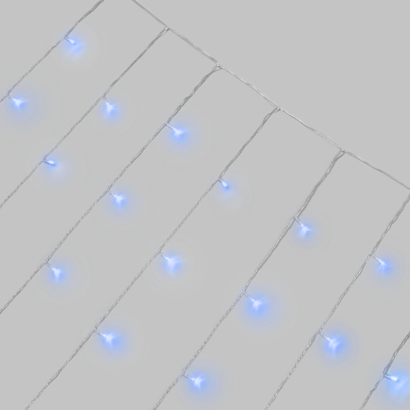 Гирлянда светодиодная Занавес 3х2м 264 LED СИНИЙ прозрачный ПВХ IP44 эффект мерцания 22 нити 12 LED/нить NEON-NIGHT — фото
