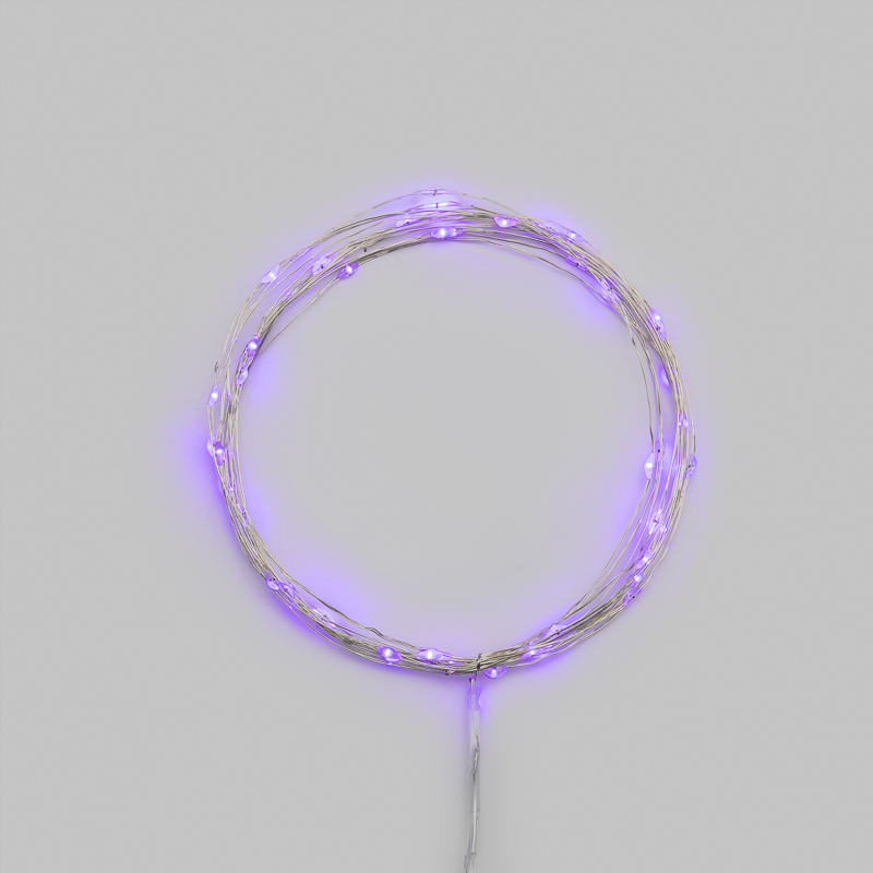 Гирлянда светодиодная Роса 5м 50 LED ФИОЛЕТОВЫЙ IP20 2хАА (в комплект не входят) NEON-NIGHT — фото