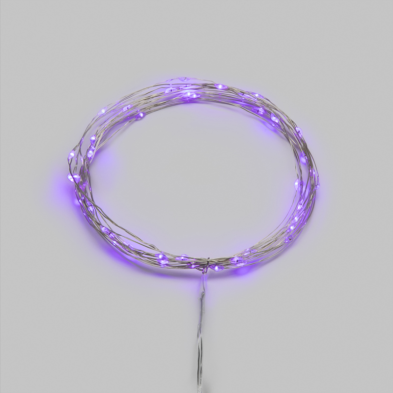 Гирлянда светодиодная Роса 5м 50 LED ФИОЛЕТОВЫЙ IP20 2хАА (в комплект не входят) NEON-NIGHT — фото