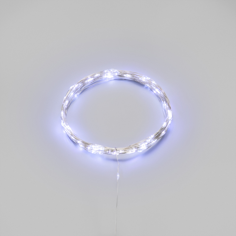 Гирлянда светодиодная Роса 10м 100 LED БЕЛЫЙ IP20 3хАА (в комплект не входят) NEON-NIGHT — фото