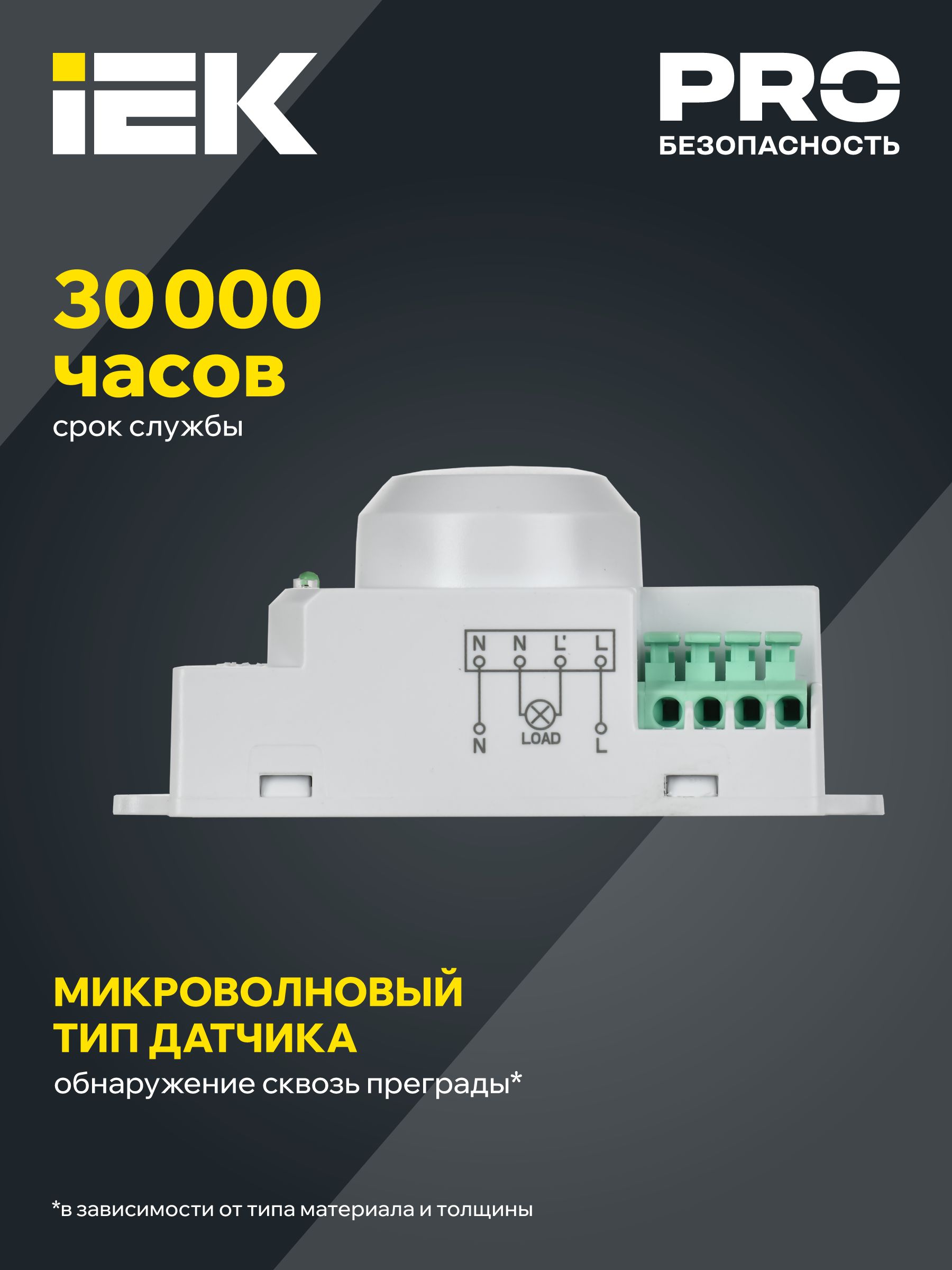 Датчик движения ДД-МВ201 1200Вт 360град 8м IP20 белый IEK — фото